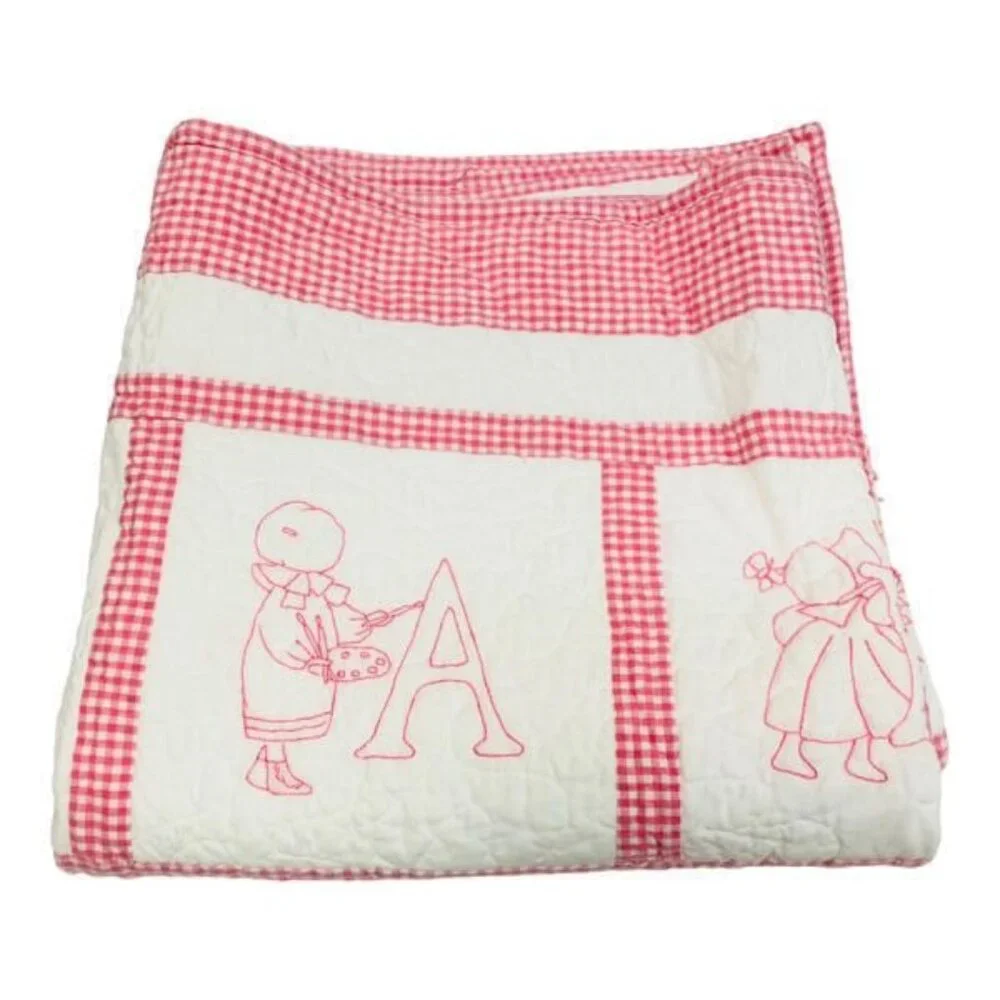 Handmade Embroidered Alphabet Baby Quilt 60
